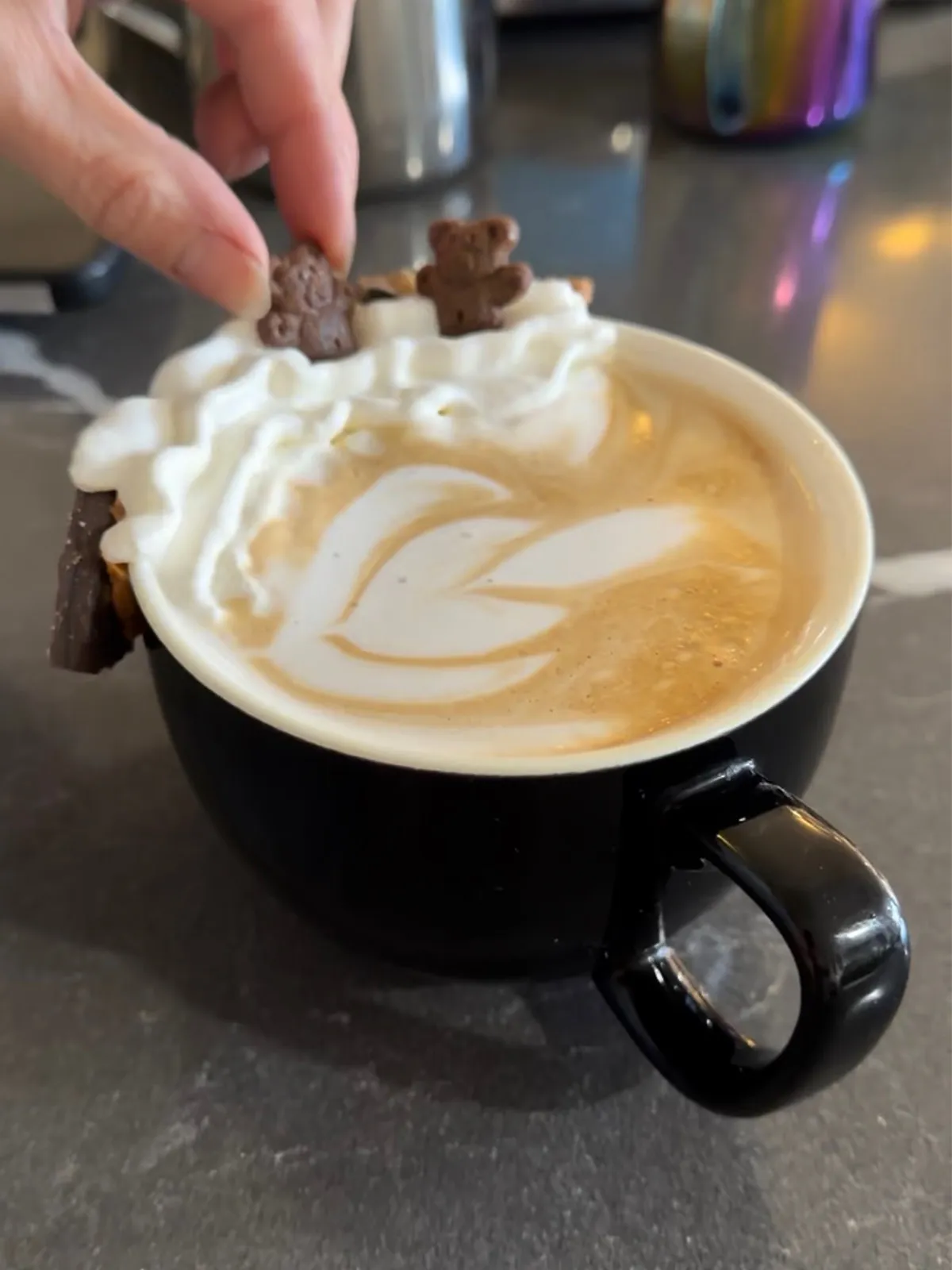 Cookie Dough Latte. Cookie crumble caramel rim, housemade cookie dough syrup, fresh whip.